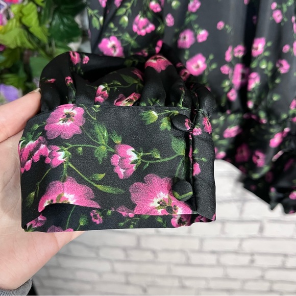 /Banana Republic Floral Printed Long Sleeve V Neck Wrap Blouse Size Large - Picture 6 of 15